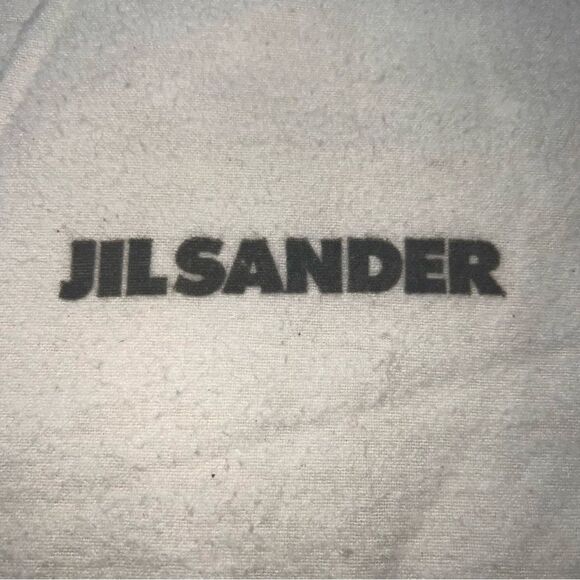 Jil Sander White Cotton Flannel Drawstring Dust bag w/Gray Print - Picture 2 of 5